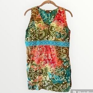 🐯🍕🪻Indian batik tie dye sleeveless tunic side slits lightweightcotton S CLOSEOUT